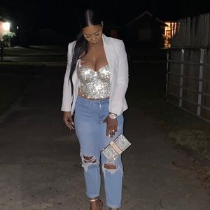 RHINESTONE CROPPED BUSTIER